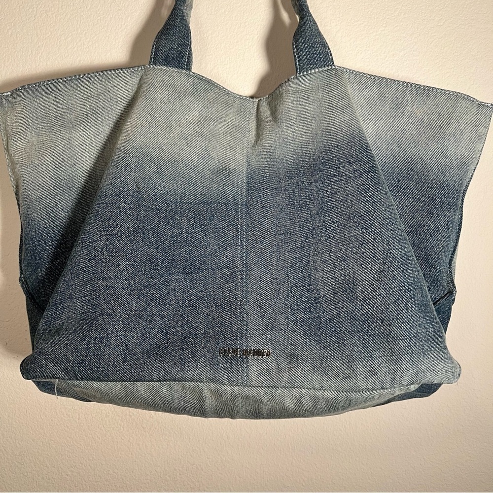 Steve Madden Denim Tote Bag Large Blue - Picture 11 of 12